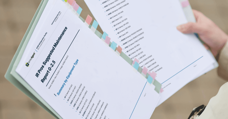 Sample RefrigAgent maintenance report showing equipment schedules, quality verification, and compliance documentation