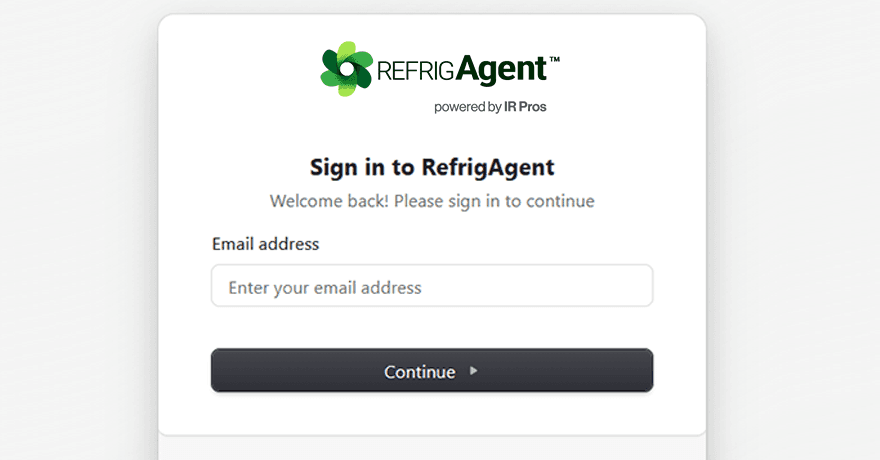 RefrigAgent registration form showing simple account creation